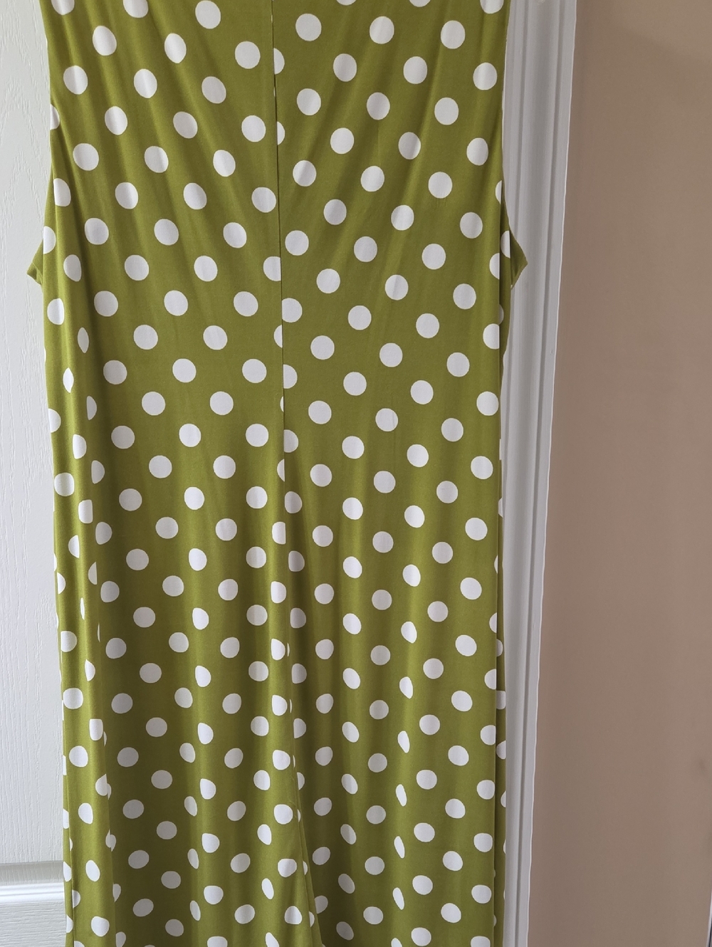Ronni Nicole Olive Green and White Polka Dot Sleeveless Dress - Picture 2 of 2